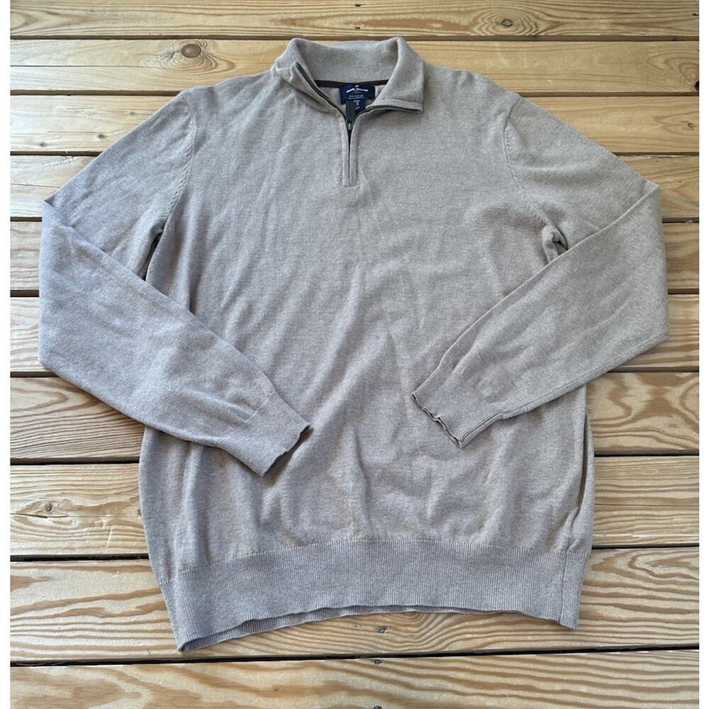 Daniel Hechter Men’s 1/4 Zip Sweater Size Medium Tan Cotton Cashmere